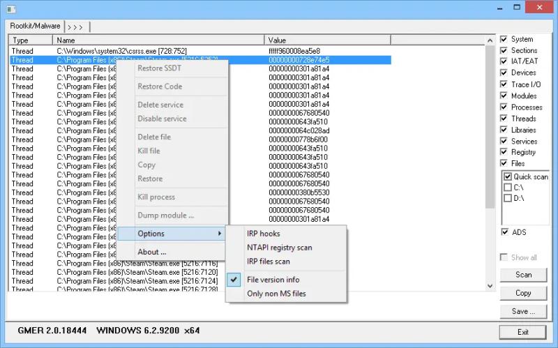Новая версия GMER 2.0 с поддержкой Windows 8 и x64 систем