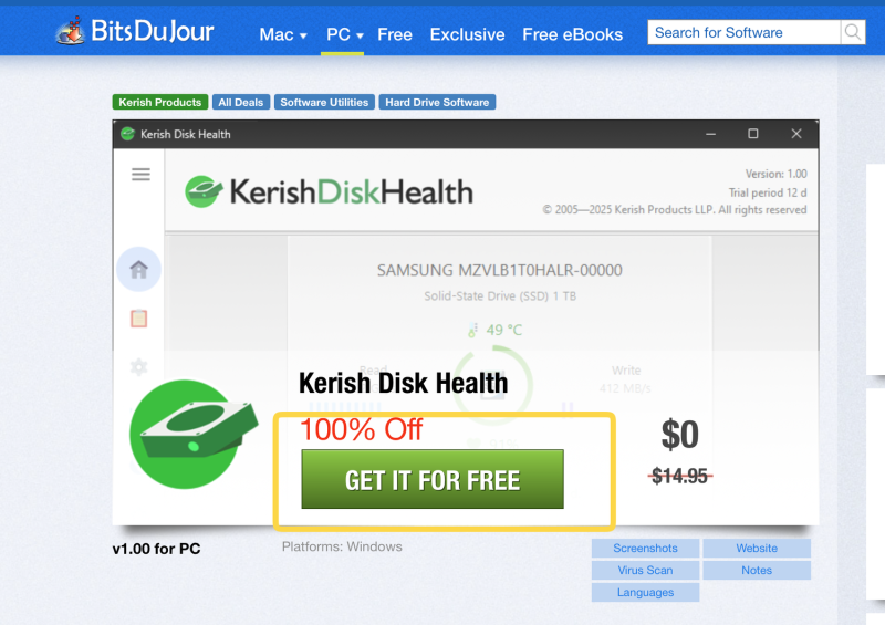 Kerish Disk Health &ndash; бесплатная лицензия на 1 год